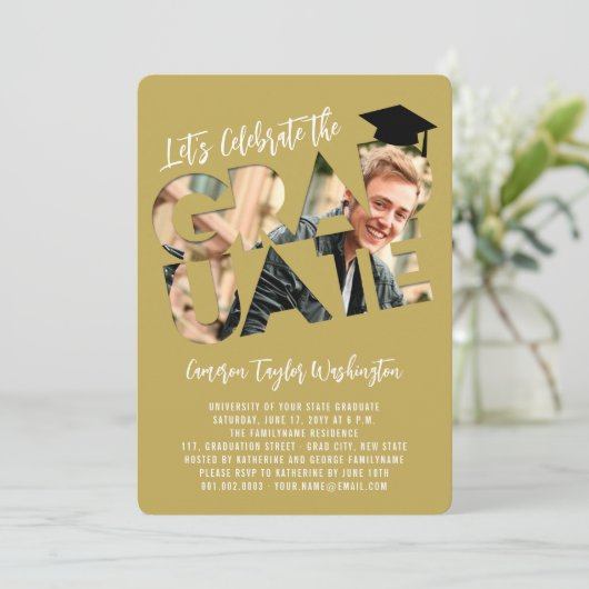 Cool Afstuderen Cutout Foto Modern Graduation Part Kaart (Staand voorkant)