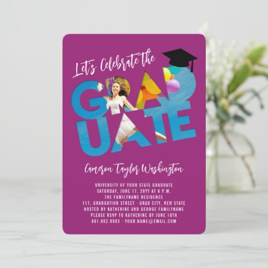 Cool Afstuderen Cutout Foto Modern Graduation Part Kaart (Staand voorkant)