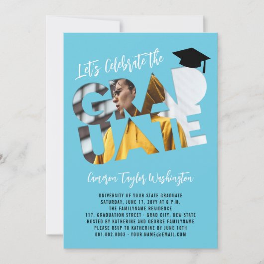 Cool Afstuderen Cutout Foto Modern Graduation Part Kaart (Voorkant)