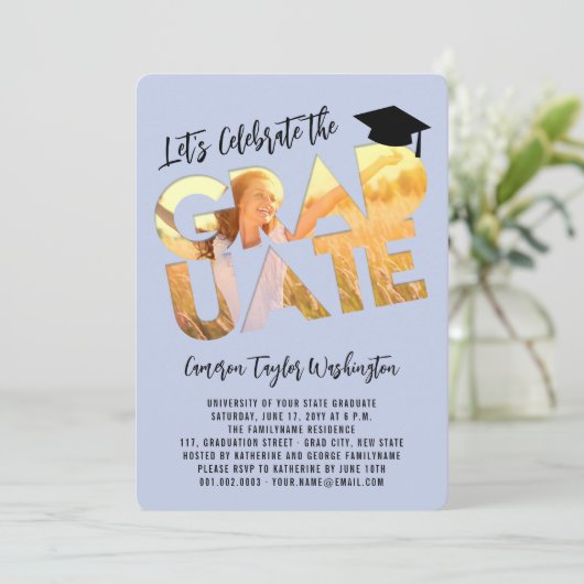 Cool Afstuderen Cutout Foto Modern Graduation Part Kaart (Staand voorkant)