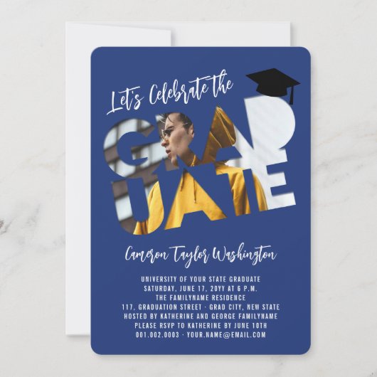 Cool Afstuderen Cutout Foto Modern Graduation Part Kaart (Voorkant)