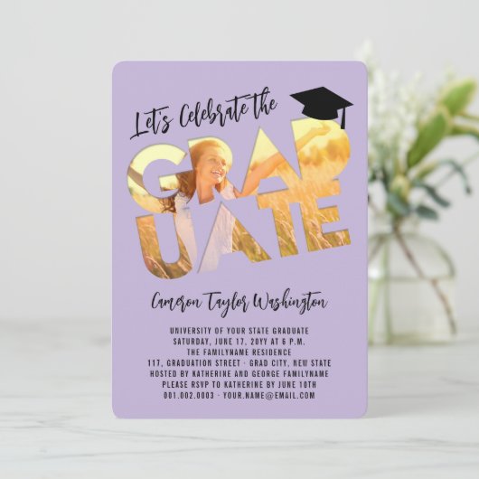 Cool Afstuderen Cutout Foto Modern Graduation Part Kaart (Staand voorkant)