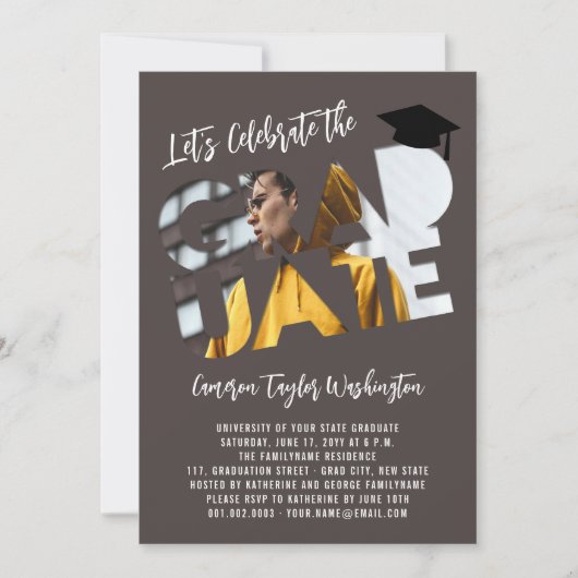 Cool Afstuderen Cutout Foto Modern Graduation Part Kaart (Voorkant)