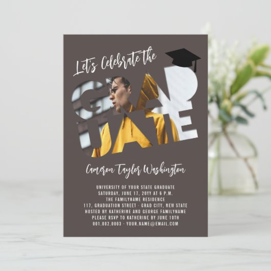 Cool Afstuderen Cutout Foto Modern Graduation Part Kaart (Staand voorkant)