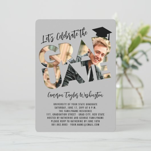 Cool Afstuderen Cutout Modern Afstuderen Foto Part Kaart (Staand voorkant)