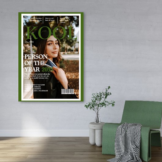 Cool Afstuderen Fake Magazine Hoesje Groen foto Poster