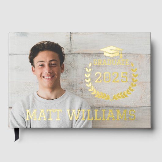 Cool Afstuderen Foto Keepsake Graduation Party Fol Gastenboek (Voorkant)