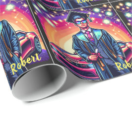 Cool Afstuderen man met mooie auto op maat Cadeaupapier