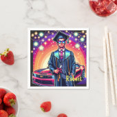 Cool Afstuderen man met mooie auto op maat Servet (Insitu)