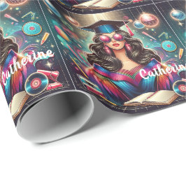 Cool Afstuderen Meisje Disco Party Custom Cadeaupapier
