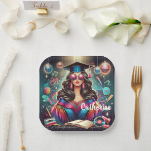 Cool Afstuderen Meisje Disco Party Custom Papieren Bordje