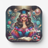 Cool Afstuderen Meisje Disco Party Custom Papieren Bordje (Voorkant)