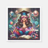 Cool Afstuderen Meisje Disco Party Custom Servet (Voorkant)