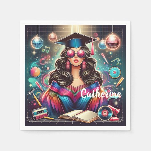Cool Afstuderen Meisje Disco Party Custom Servet (Voorkant)