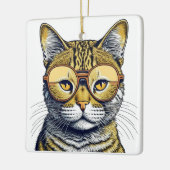 Cool ai Art Cat met tinten kerst Keramisch Ornament (Links)