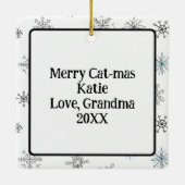 Cool ai Art Cat met tinten kerst Keramisch Ornament (Achterkant)