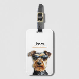 Cool Airedale Terrier "James" Custom Bagagelabel