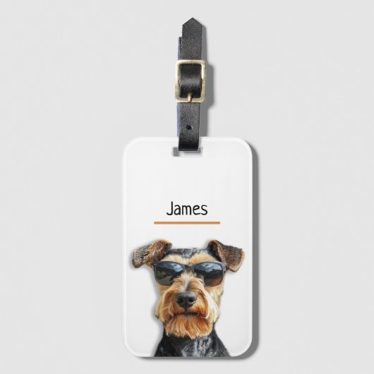 Cool Airedale Terrier "James" Custom Bagagelabel (Voorkant (verticaal))