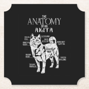 Cool Akita Anatomy Clos Gifts Hondenliefhebbers Kartonnen Onderzetters
