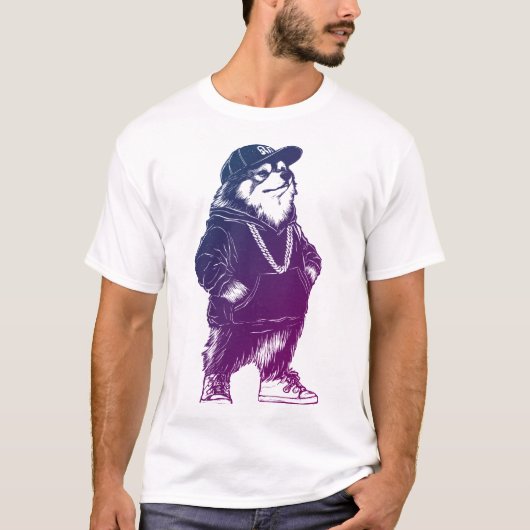 Cool Alaskan Malamute Rapper HIP HOP met Pet T-shirt (Voorkant)