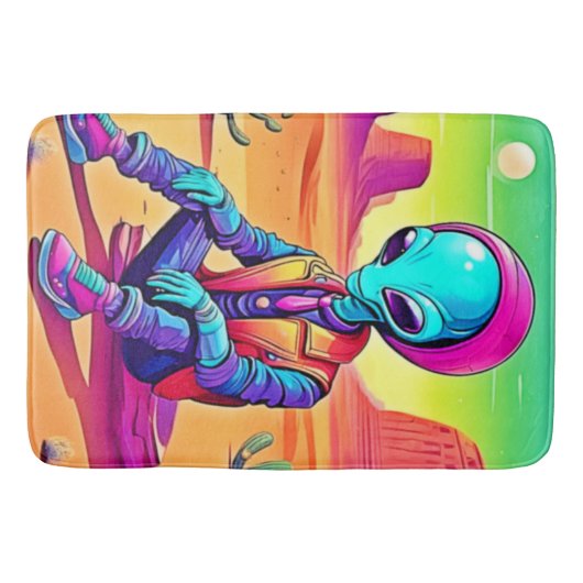 Cool Alien Desert Chillin Badmat (Voorkant)