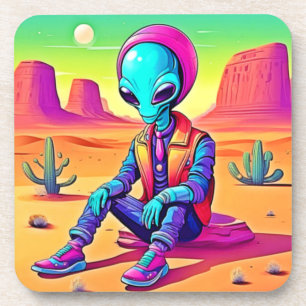 Cool Alien Desert Chillin Bier Onderzetter