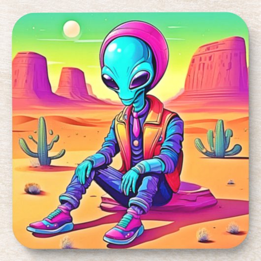 Cool Alien Desert Chillin Bier Onderzetter (Voorkant)