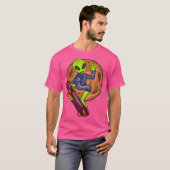 Cool Alien met skateboard T-shirt (Voorkant volledig)