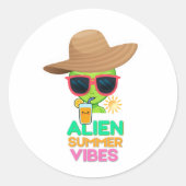 Cool Alien Zomer Vakantie Sfeer Ronde Sticker (Voorkant)