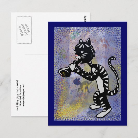 Cool Alley Jazz Cat Briefkaart (Voorkant / Achterkant)