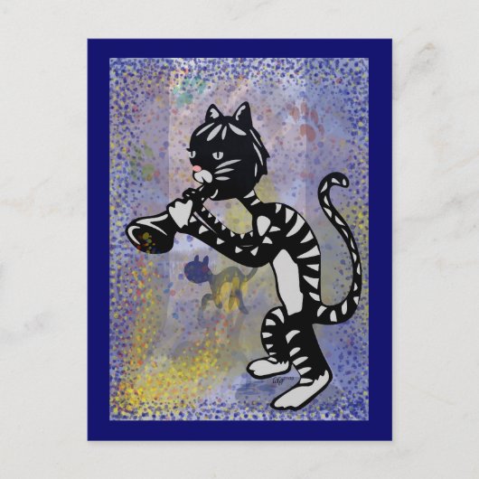 Cool Alley Jazz Cat Briefkaart (Voorkant)