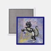 Cool Alley Jazz Cat Square Magnet (Voorkant / Achterkant)