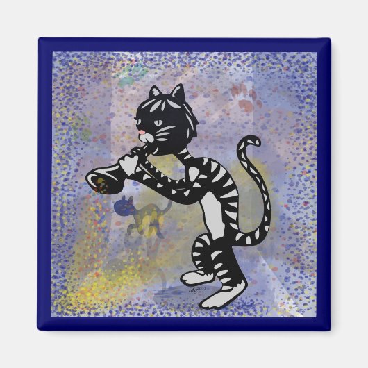 Cool Alley Jazz Cat Square Magnet (Voorkant)