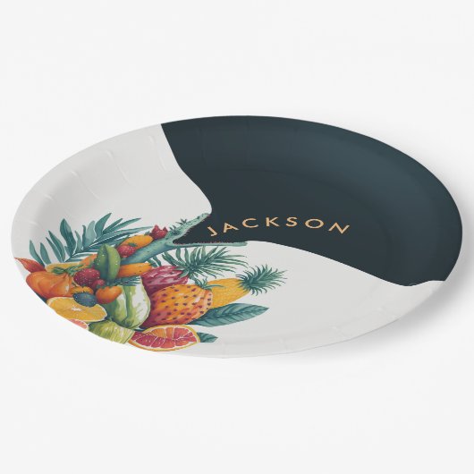 Cool Alligator Krokodil Tropisch Verjaardagsfeest Papieren Bordje (Gekanteld)