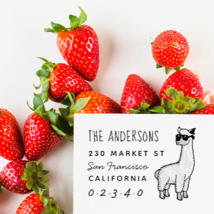 Cool Alpaca Aangepaste familienaam & retouradres Zelfinktende Stempel