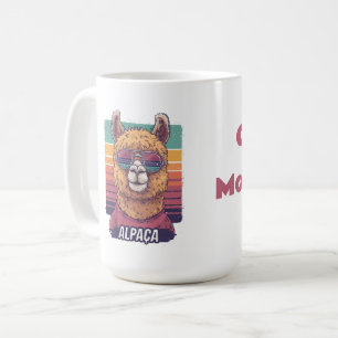 Cool Alpaca in zonnebrillen: Retro Sunset Vibes Koffiemok