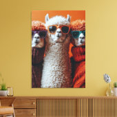 Cool Alpacas in Sweaters and Sunglasses Canvas Afdruk (Insitu (Woonkamer))