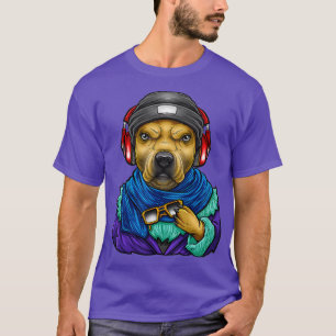 Cool American Bulldog Hipster Muziekliefhebber EDM T-shirt