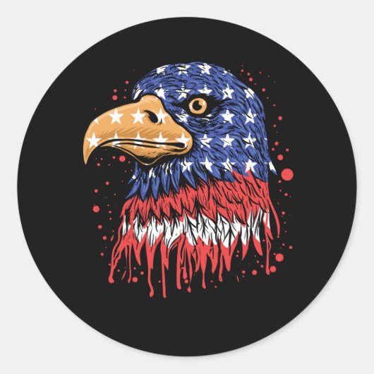 Cool American Flag Eagle Art - Amerikaanse vlag Ronde Sticker (Voorkant)