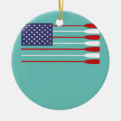 Cool American Flag Rowing Oar Funny Paddle Lover Keramisch Ornament (Voorkant)