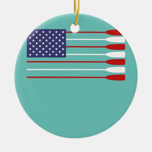 Cool American Flag Rowing Oar Funny Paddle Lover Keramisch Ornament (Voorkant)