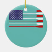 Cool American Flag Rowing Oar Funny Paddle Lover Keramisch Ornament (Achterkant)