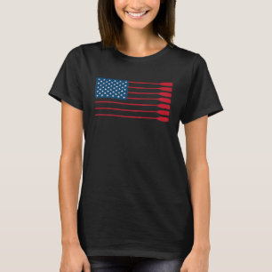 Cool American Flag Rowing Oar Funny Paddle Lover R T-shirt