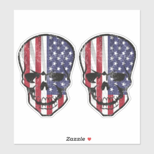 Cool American Flag Skull Sticker (Vel)