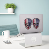 Cool American Flag Skull Sticker (Laptop op bureau)