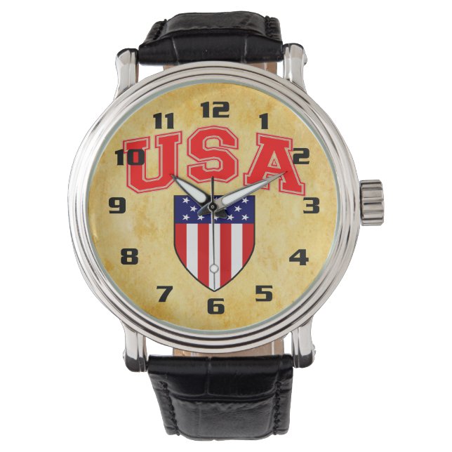 Cool Amerikaanse Vlag V.S. Patriottisch Horloge (Voorkant)