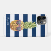 Cool Ananas Tropisch ,Marineblauw Gestreept  Case-Mate iPhone Case (Achterkant (horizontaal))