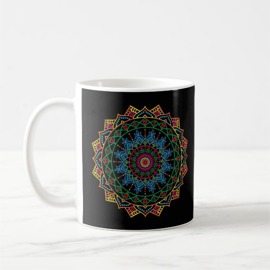 Cool and Colorful Mandala Floral Pattern Koffiemok (Links)