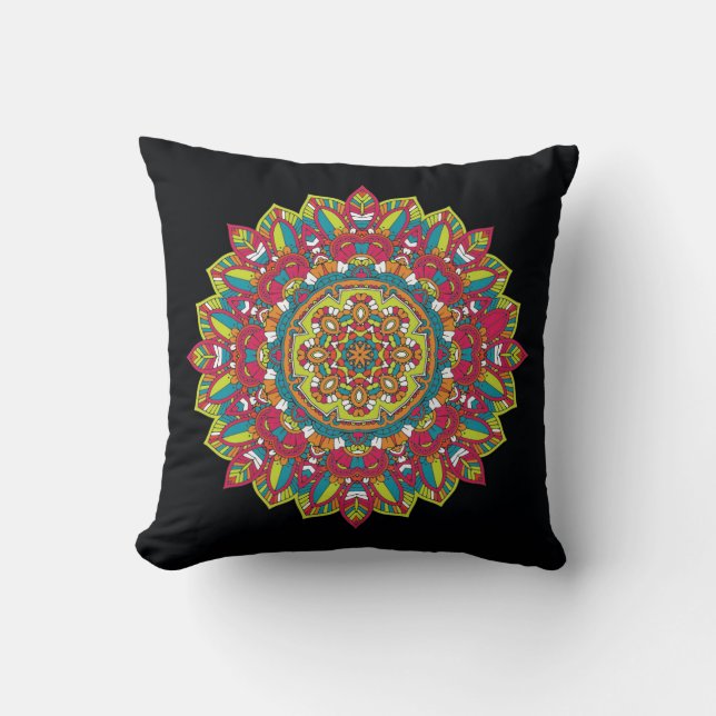 Cool and Colorful Mandala Floral Pattern Kussen (Voorkant)