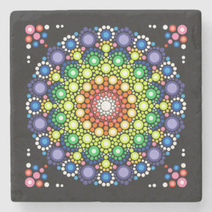 Cool and Colorful Mandala Floral Pattern Stenen Onderzetter